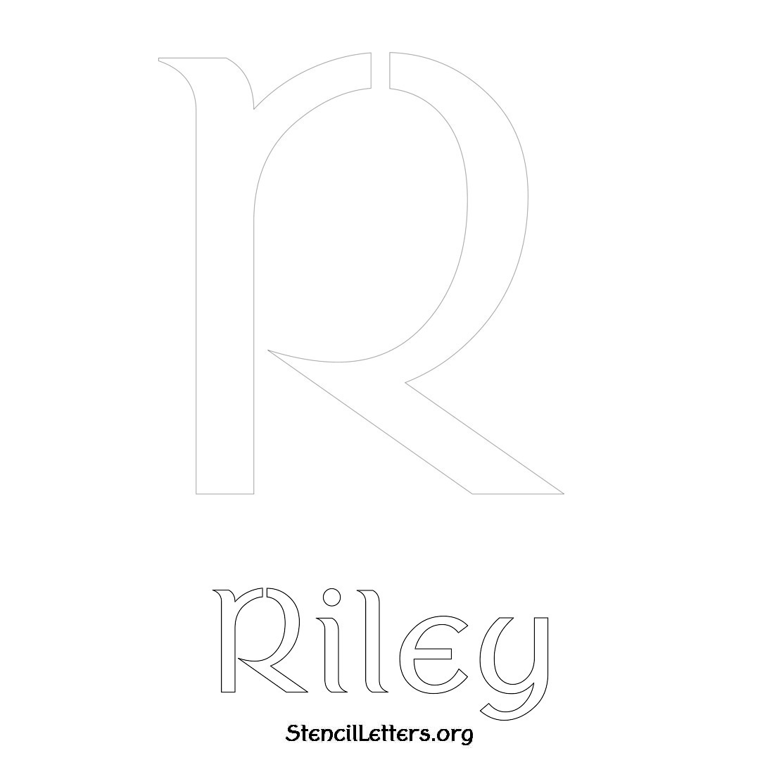 Riley printable name initial stencil in Ancient Lettering