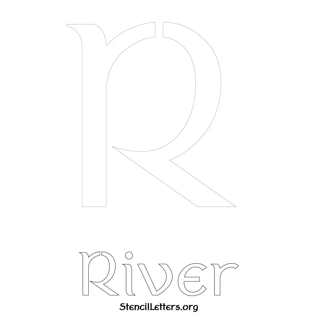 River Free Printable Name Stencils with 6 Unique Typography Styles and Lettering Bridges