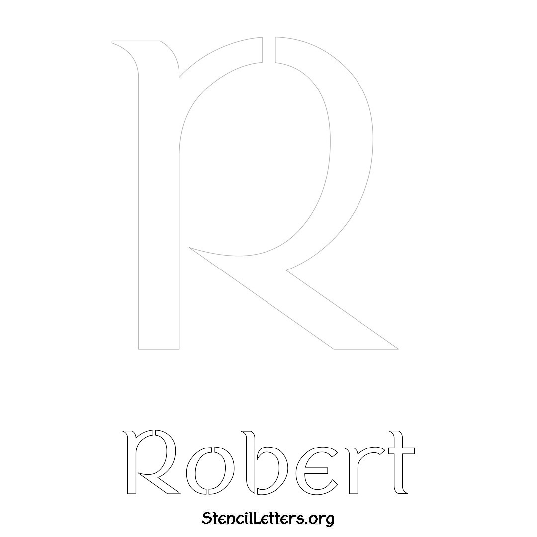 Robert printable name initial stencil in Ancient Lettering