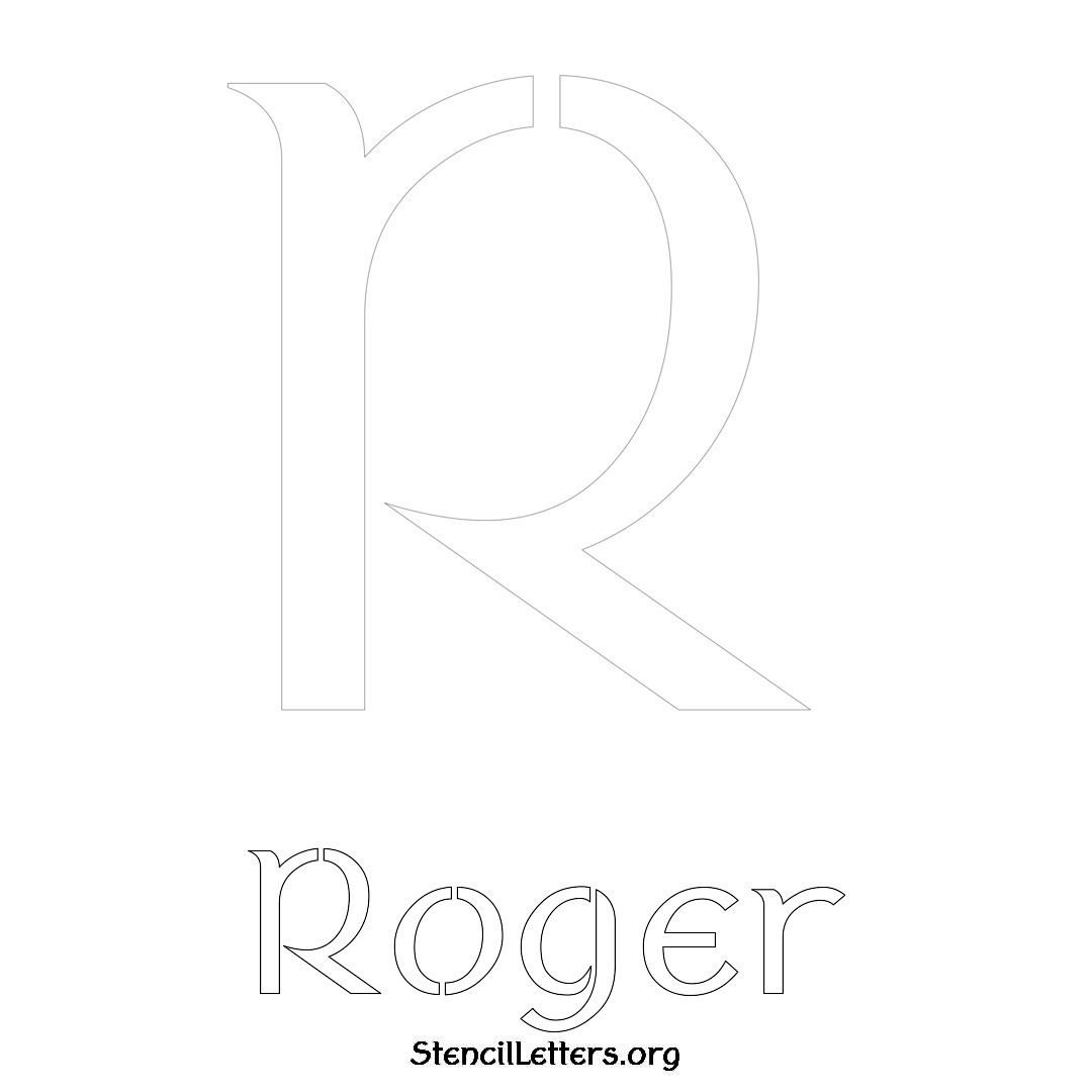 Roger printable name initial stencil in Ancient Lettering