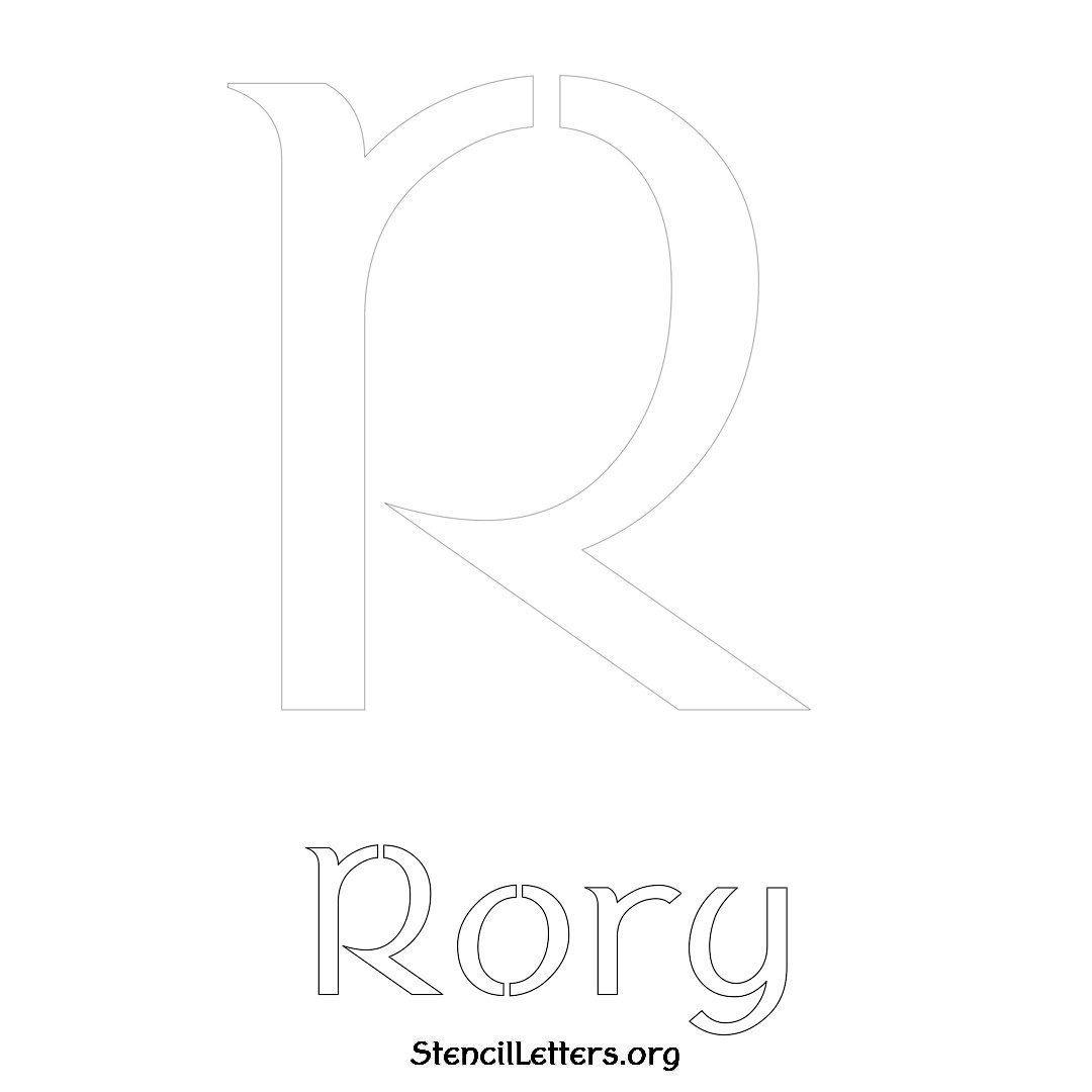 Rory printable name initial stencil in Ancient Lettering