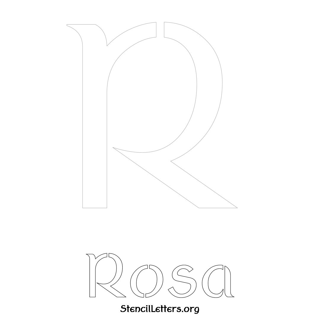 Rosa printable name initial stencil in Ancient Lettering