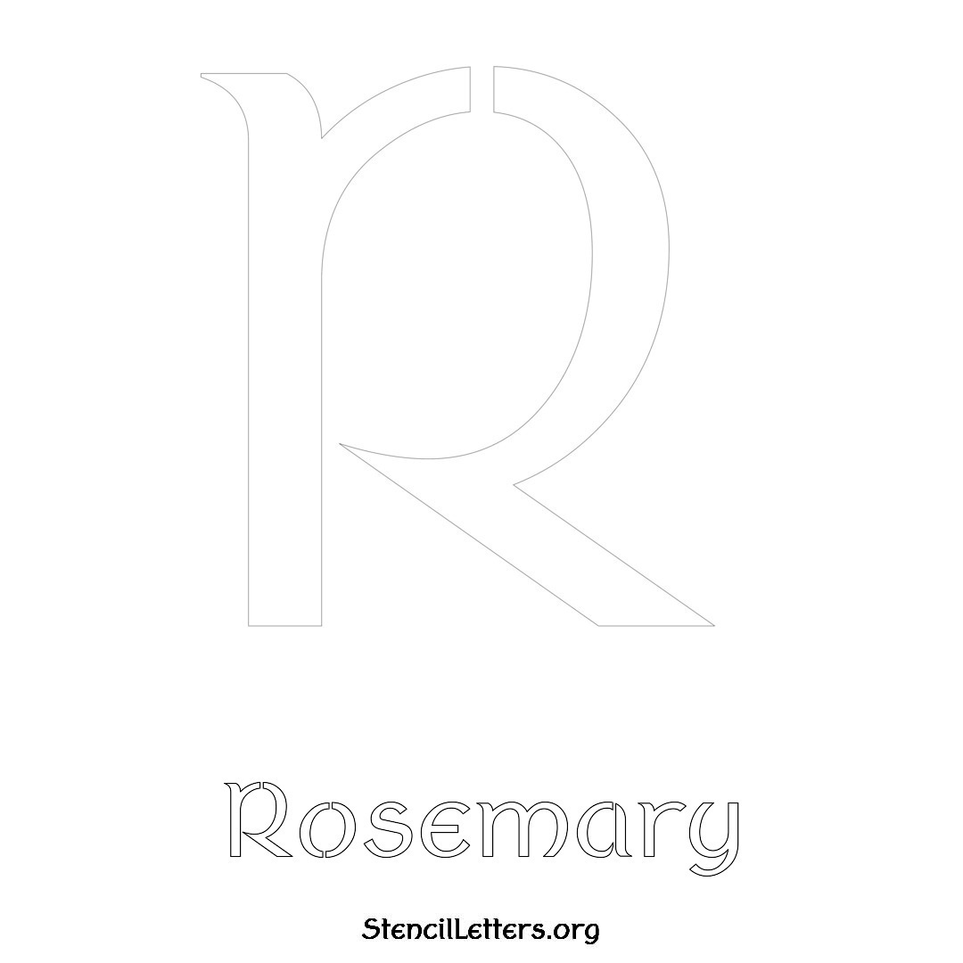 Rosemary printable name initial stencil in Ancient Lettering