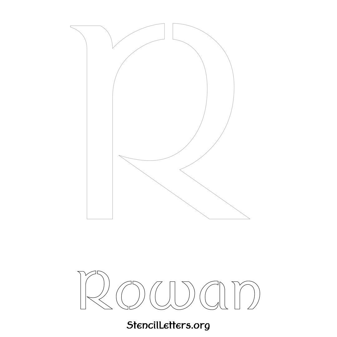 Rowan printable name initial stencil in Ancient Lettering