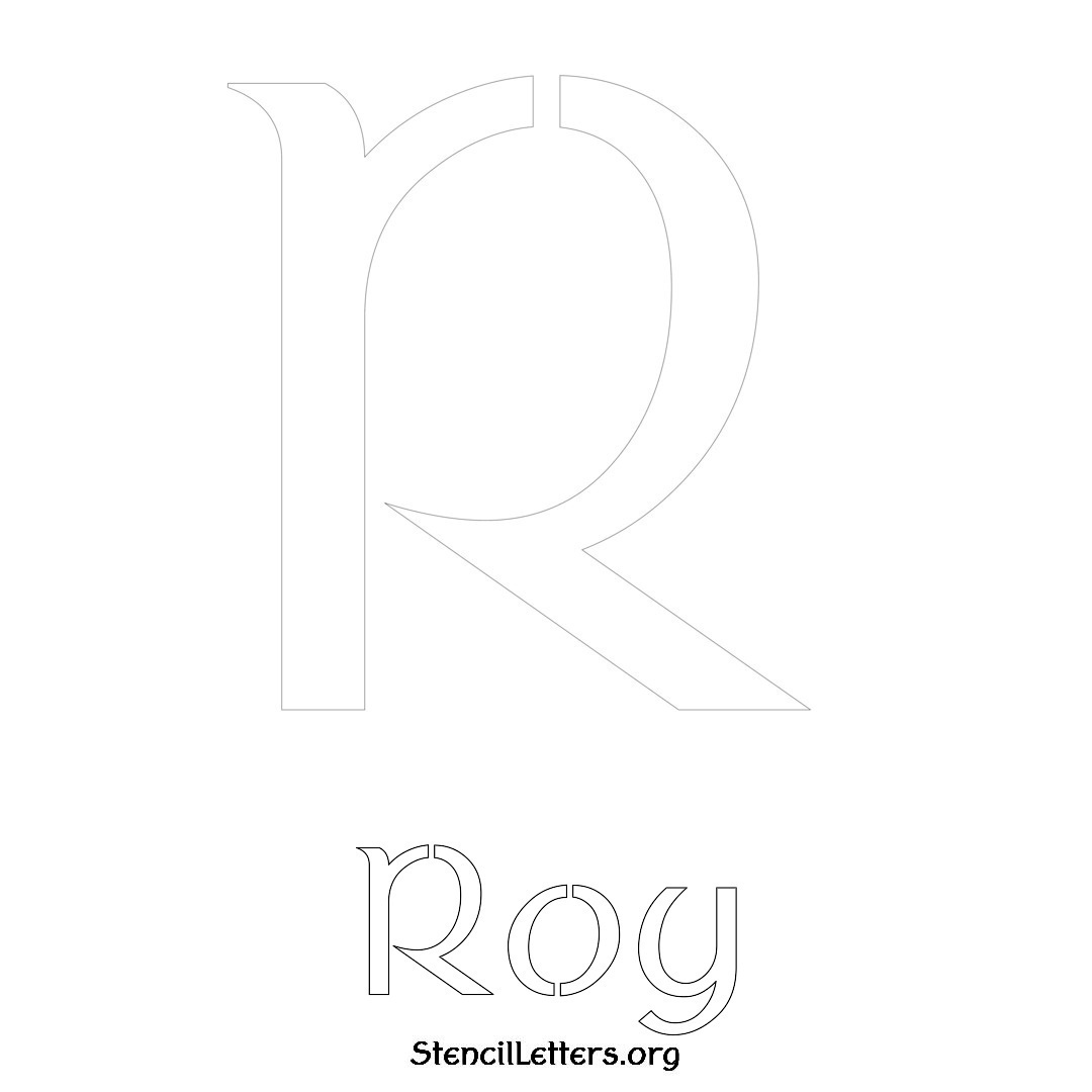 Roy printable name initial stencil in Ancient Lettering