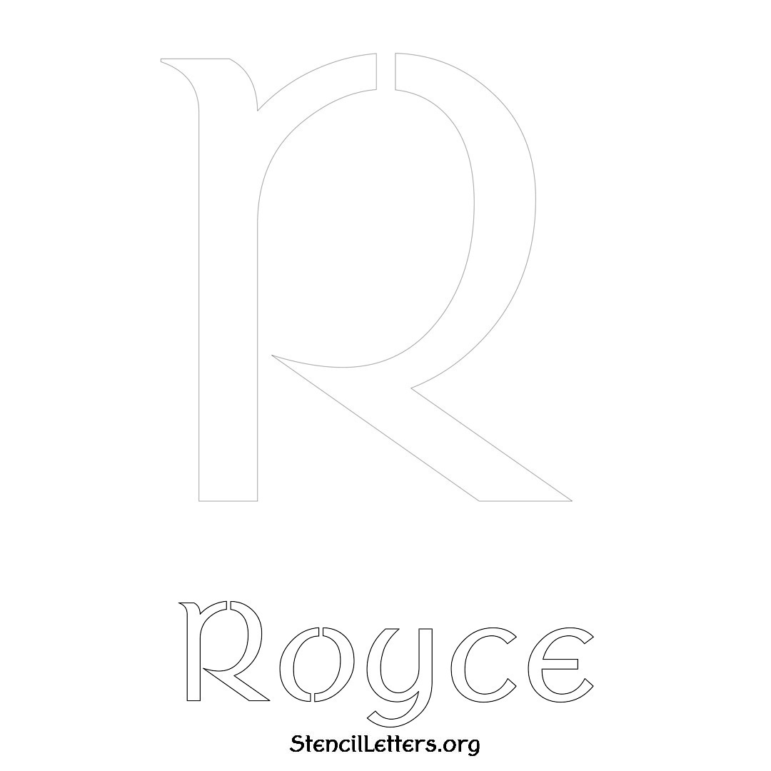 Royce printable name initial stencil in Ancient Lettering