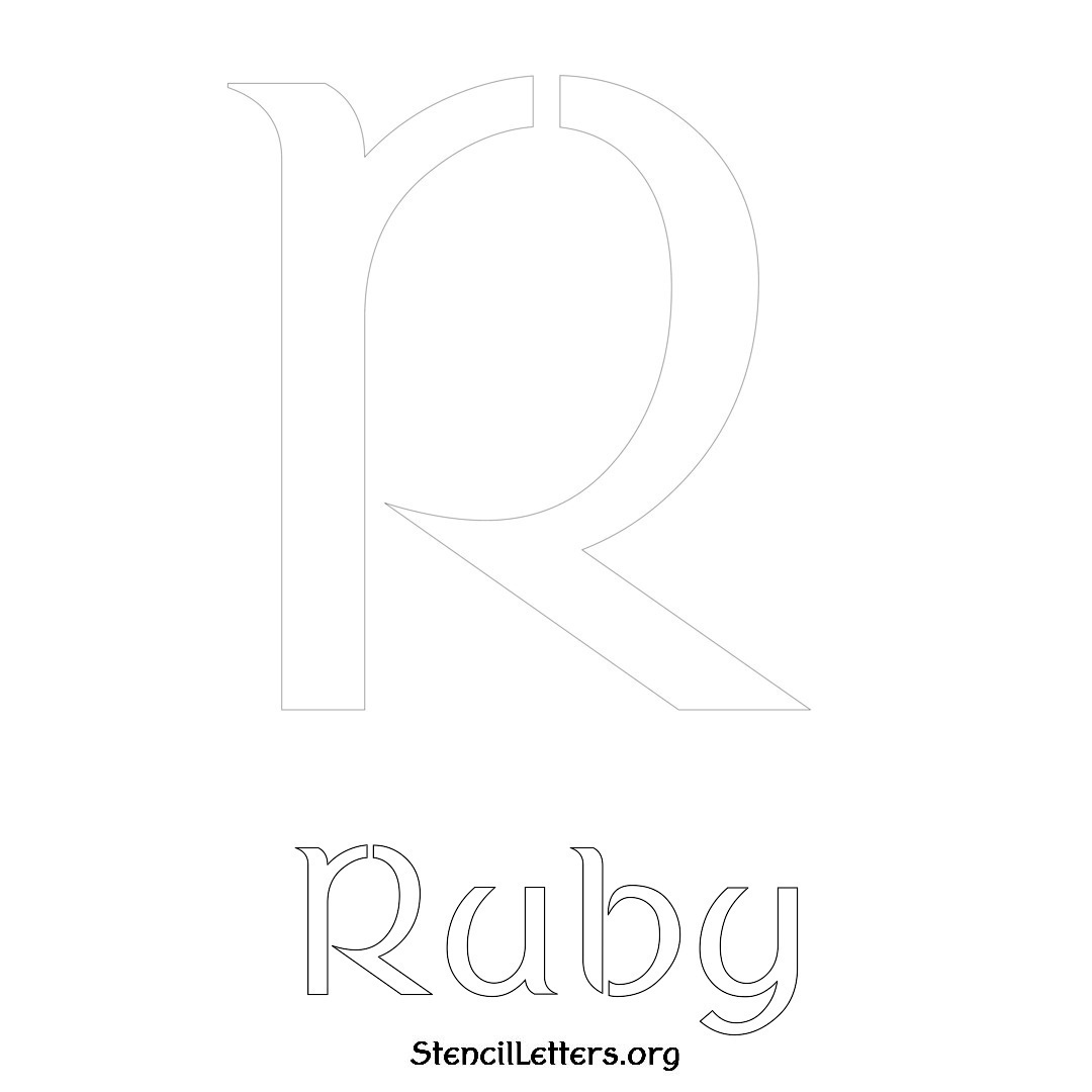 Ruby printable name initial stencil in Ancient Lettering