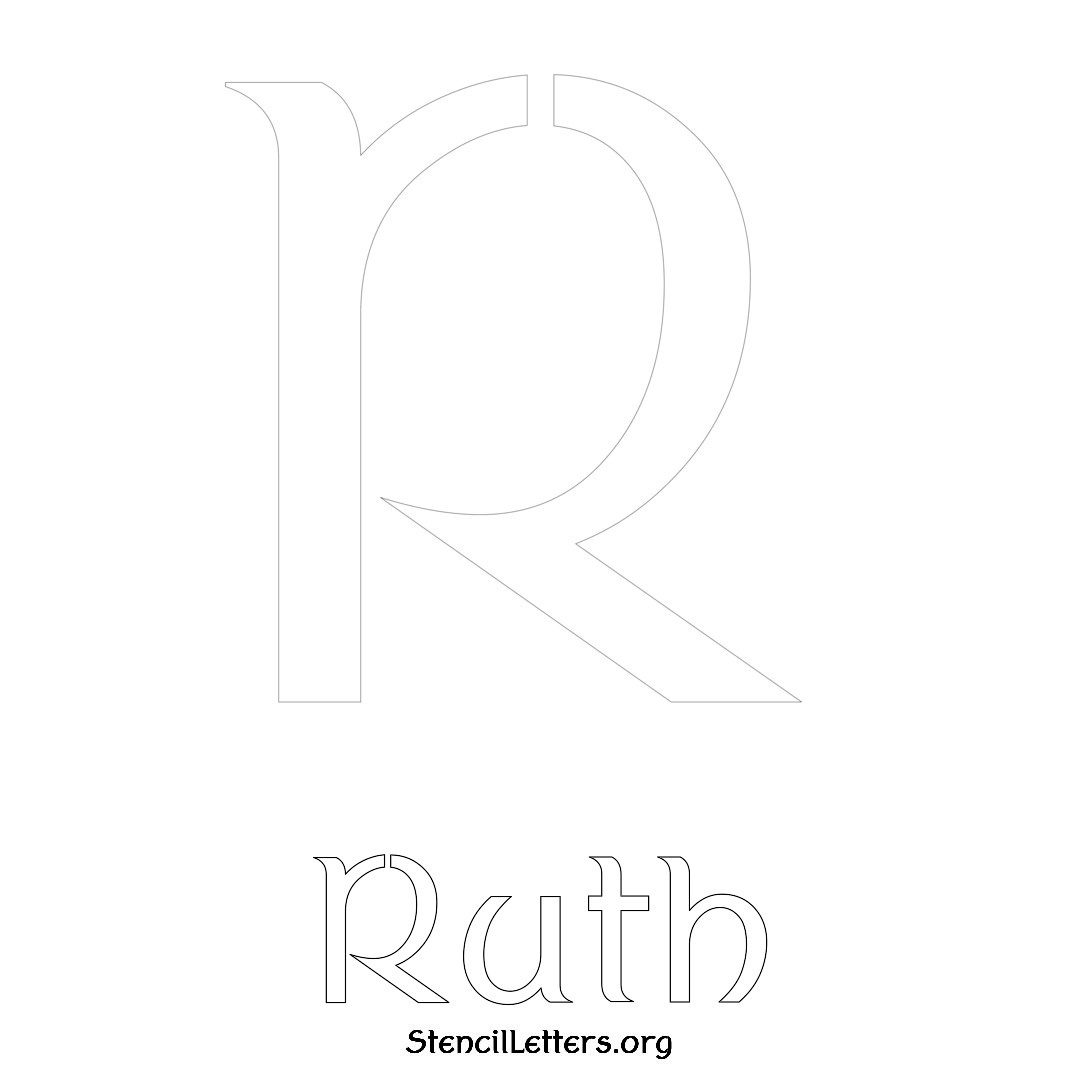 Ruth printable name initial stencil in Ancient Lettering