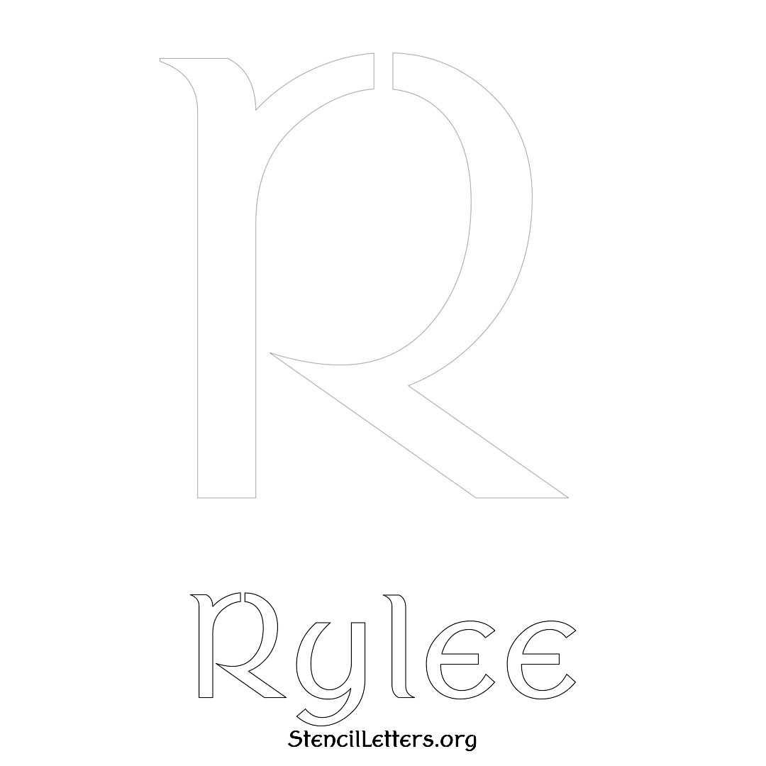 Rylee printable name initial stencil in Ancient Lettering