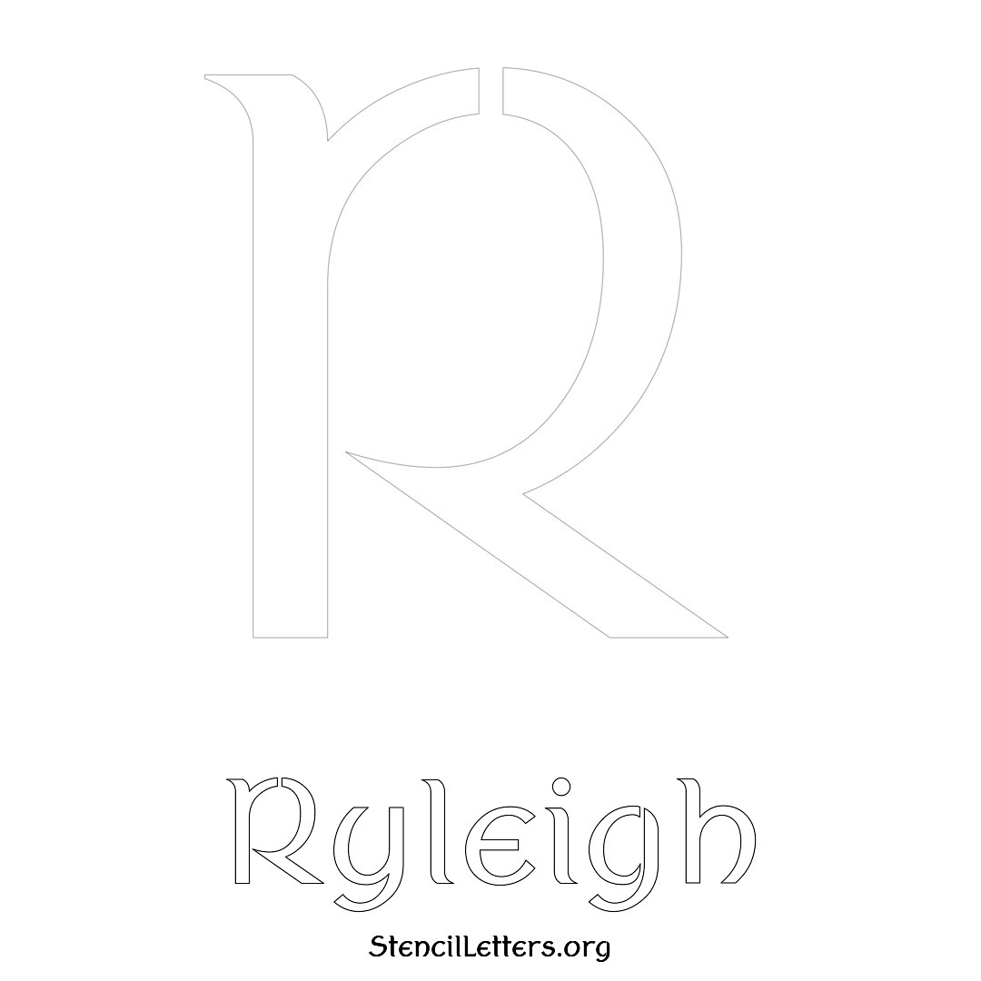 Ryleigh printable name initial stencil in Ancient Lettering