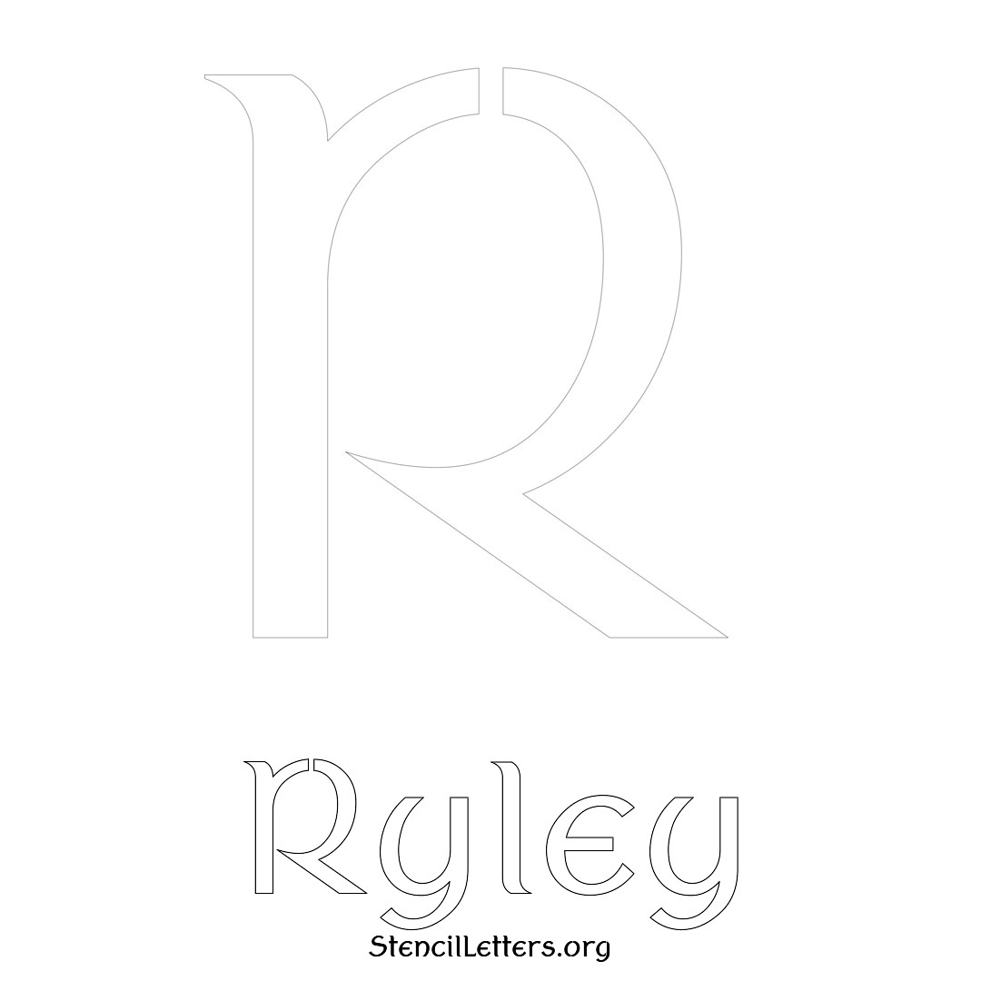 Ryley printable name initial stencil in Ancient Lettering