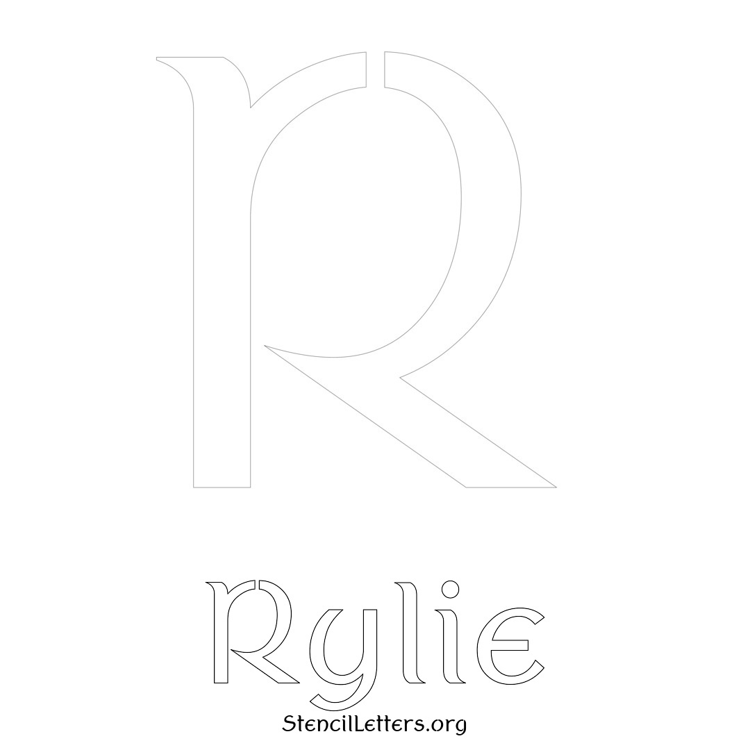 Rylie printable name initial stencil in Ancient Lettering