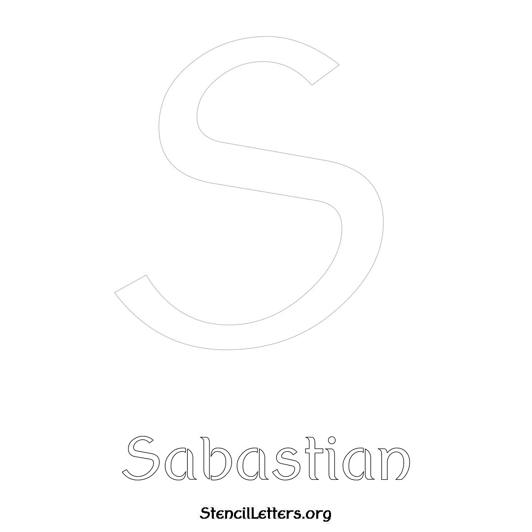Sabastian printable name initial stencil in Ancient Lettering