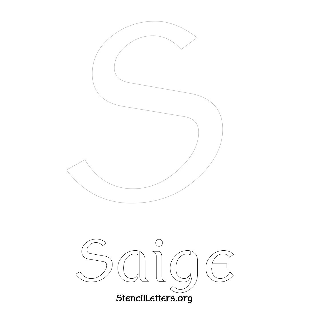 Saige printable name initial stencil in Ancient Lettering
