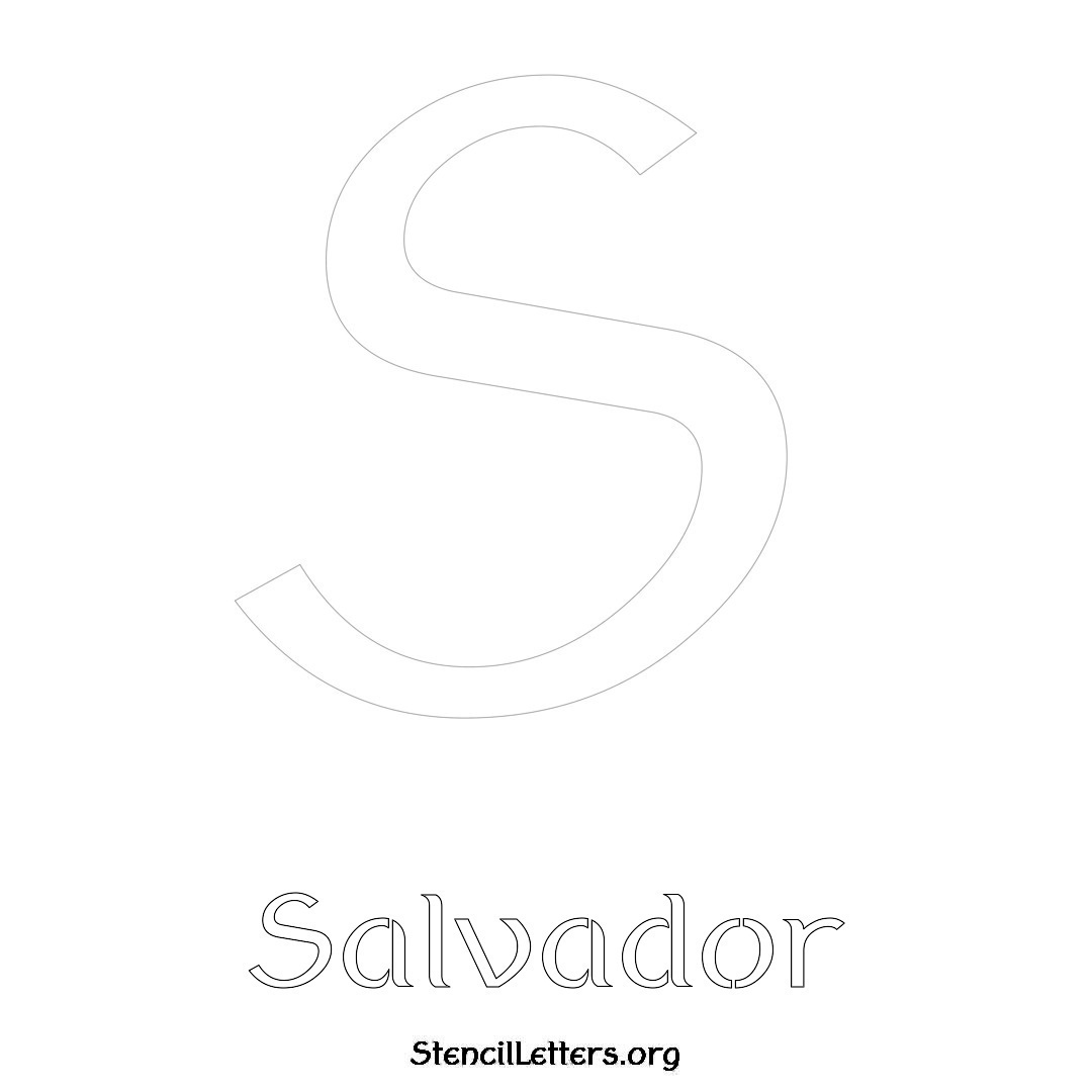 Salvador printable name initial stencil in Ancient Lettering