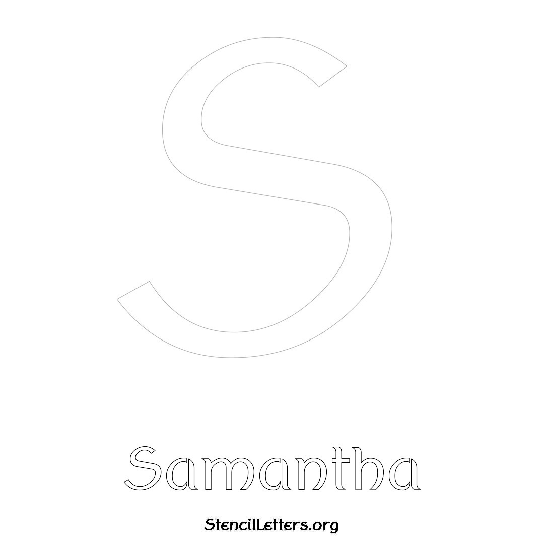 Samantha printable name initial stencil in Ancient Lettering
