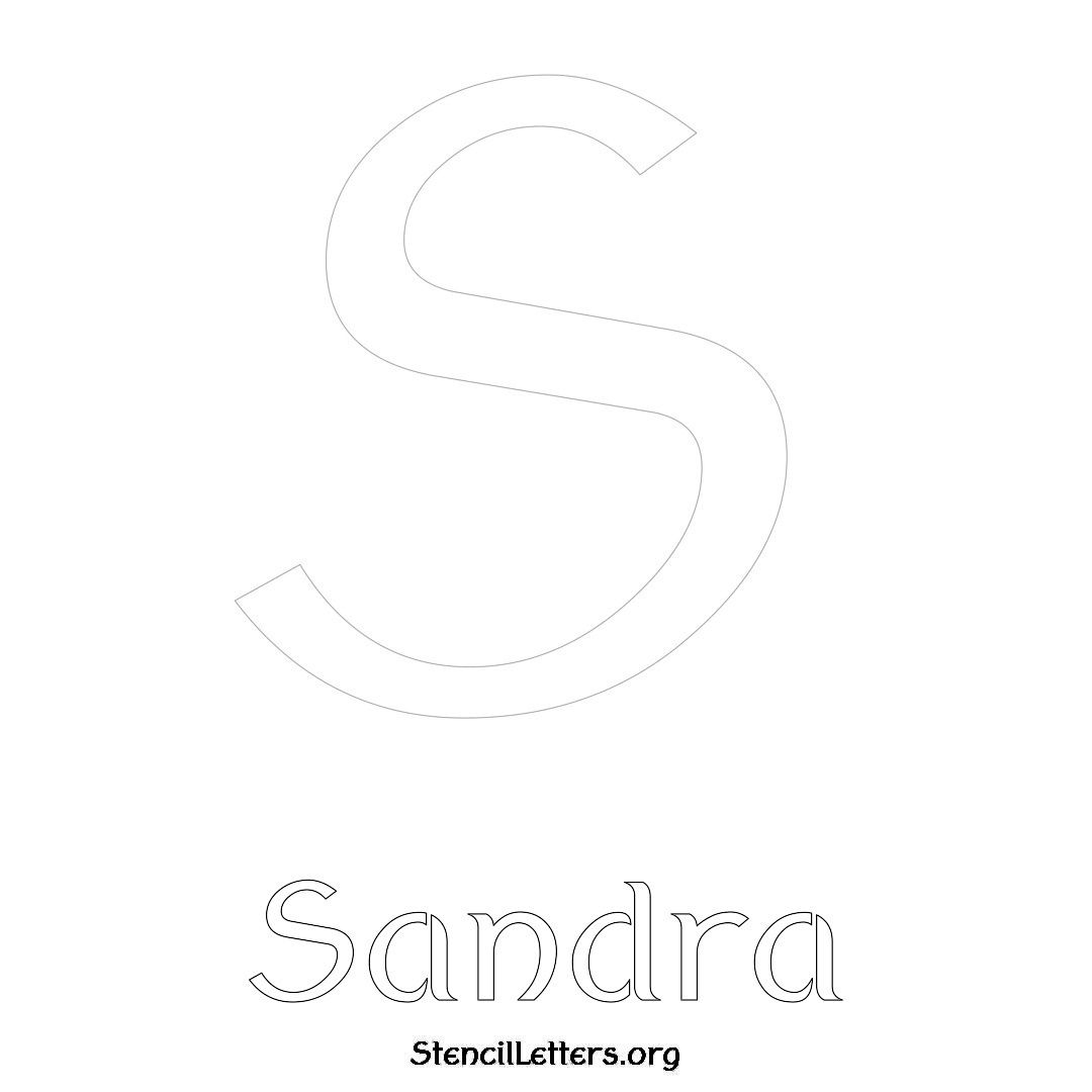 Sandra printable name initial stencil in Ancient Lettering