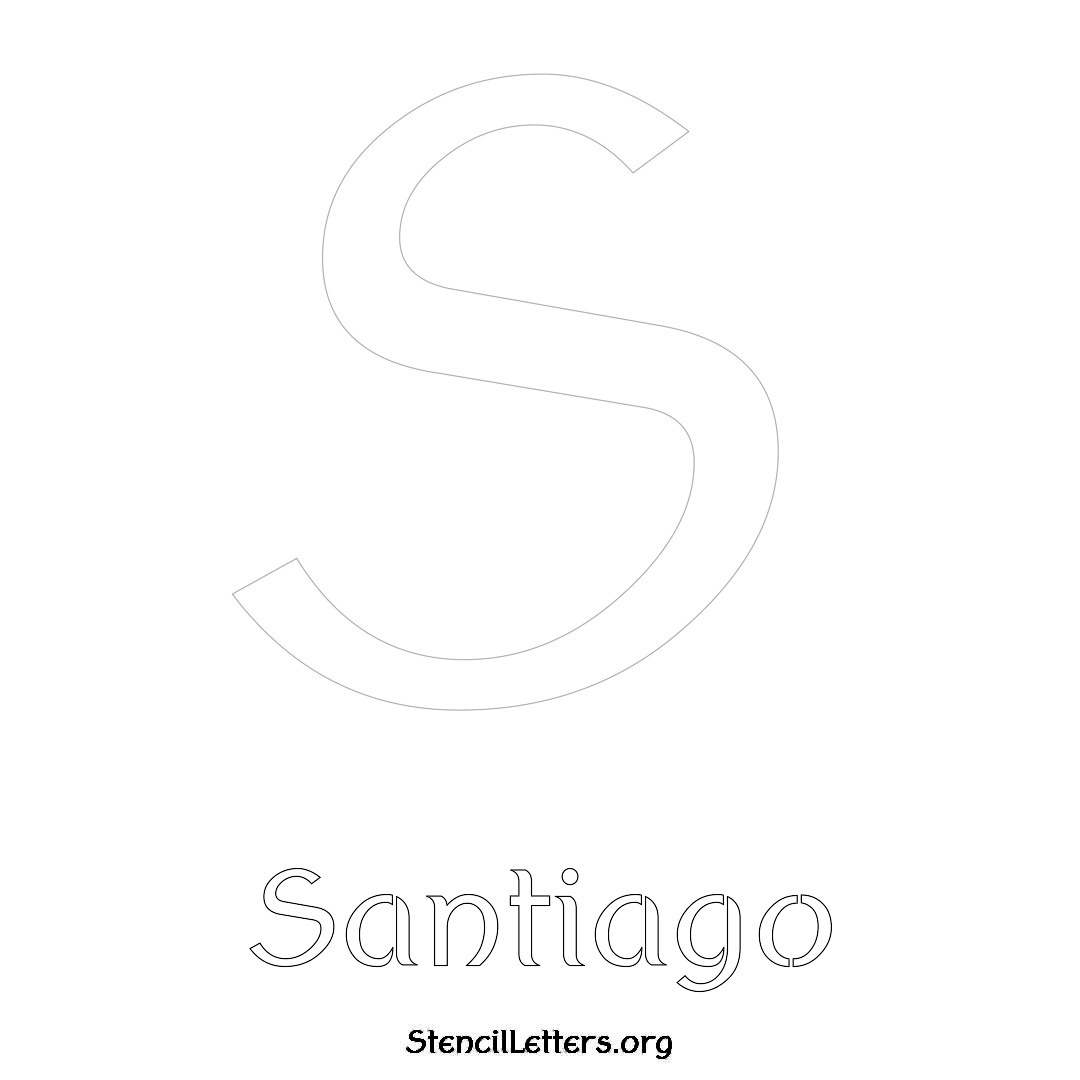 Santiago printable name initial stencil in Ancient Lettering