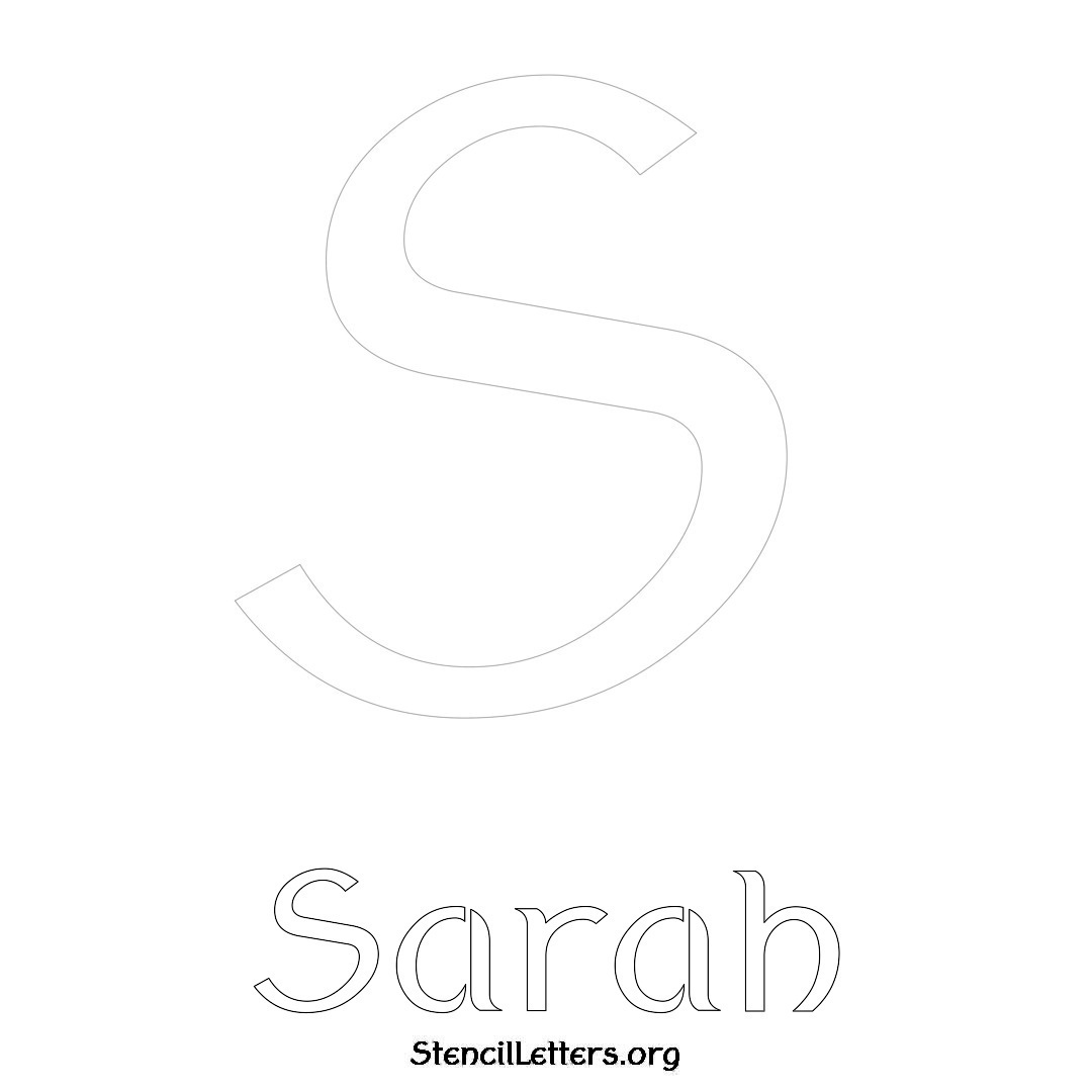 Sarah printable name initial stencil in Ancient Lettering