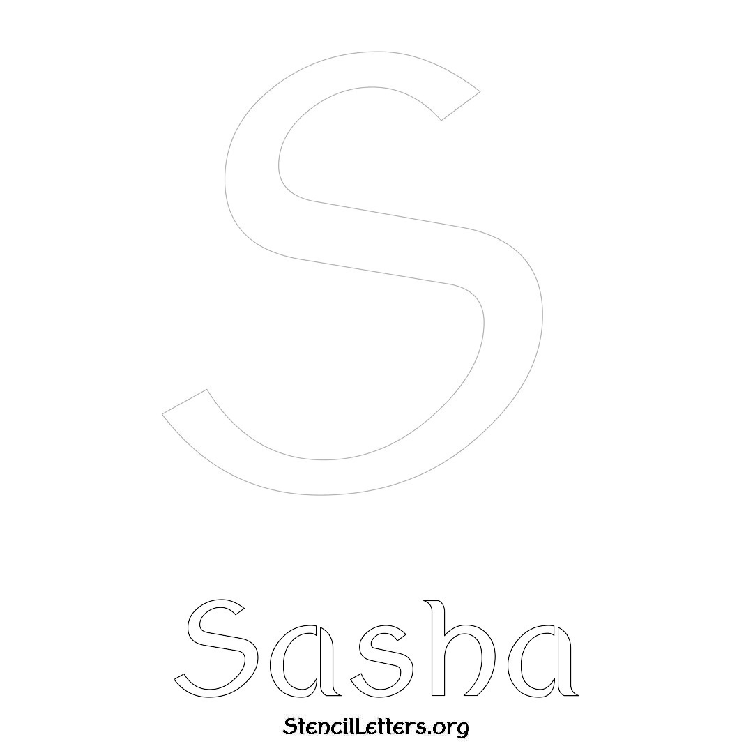 Sasha printable name initial stencil in Ancient Lettering