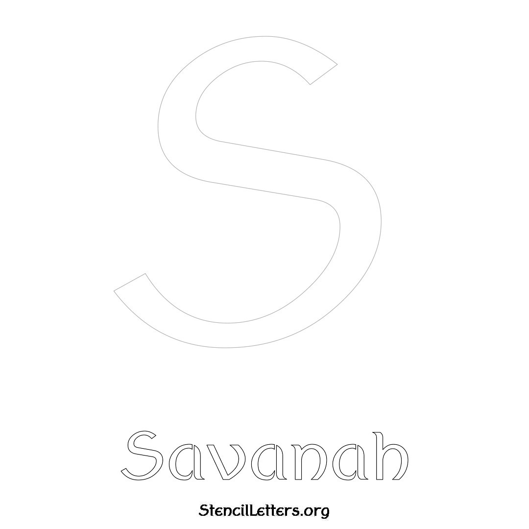 Savanah printable name initial stencil in Ancient Lettering