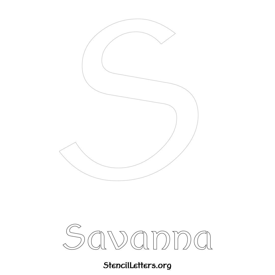 Savanna printable name initial stencil in Ancient Lettering