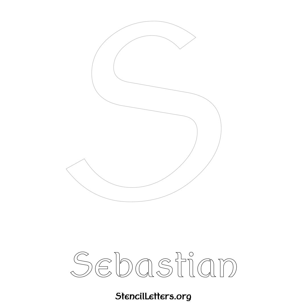 Sebastian printable name initial stencil in Ancient Lettering