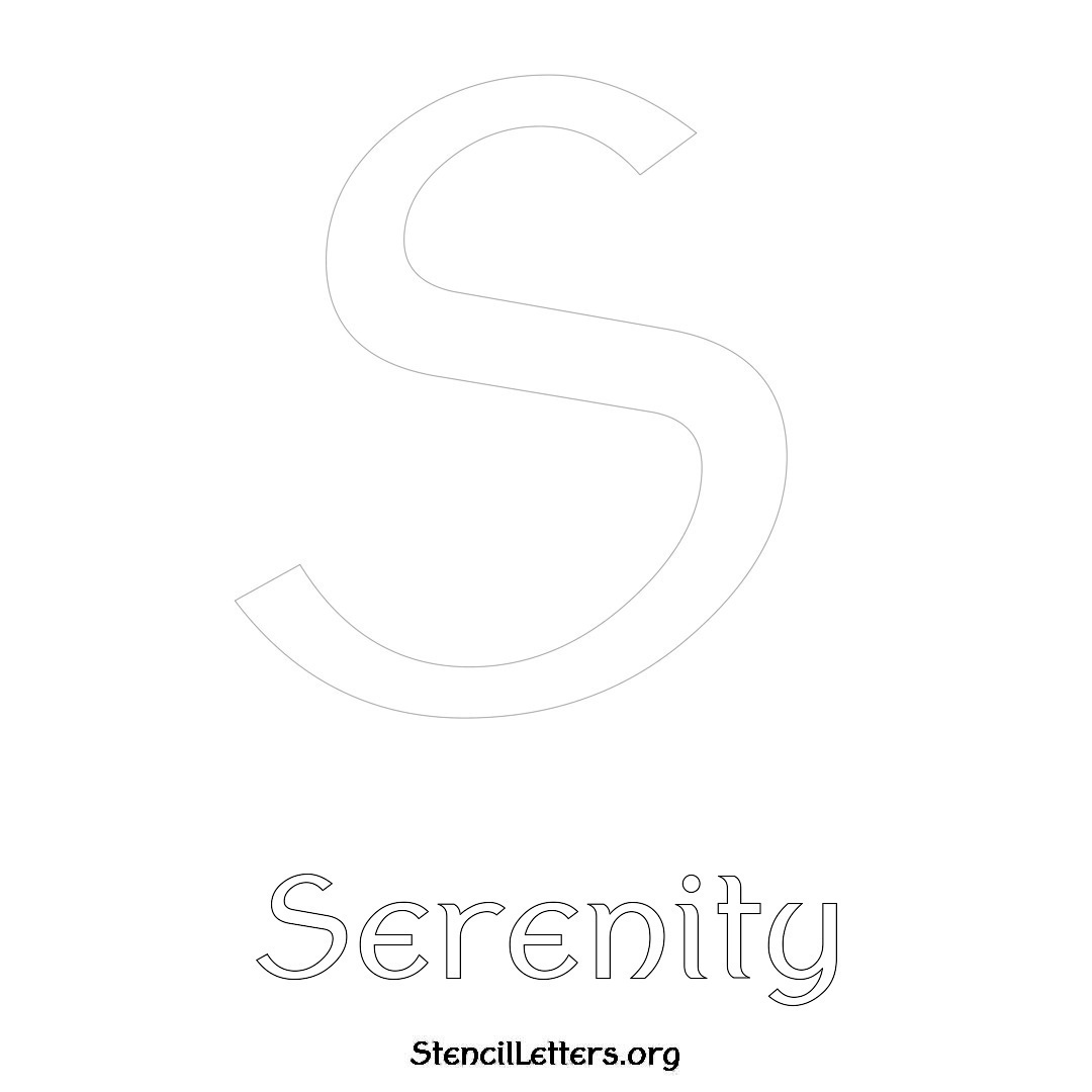 Serenity printable name initial stencil in Ancient Lettering