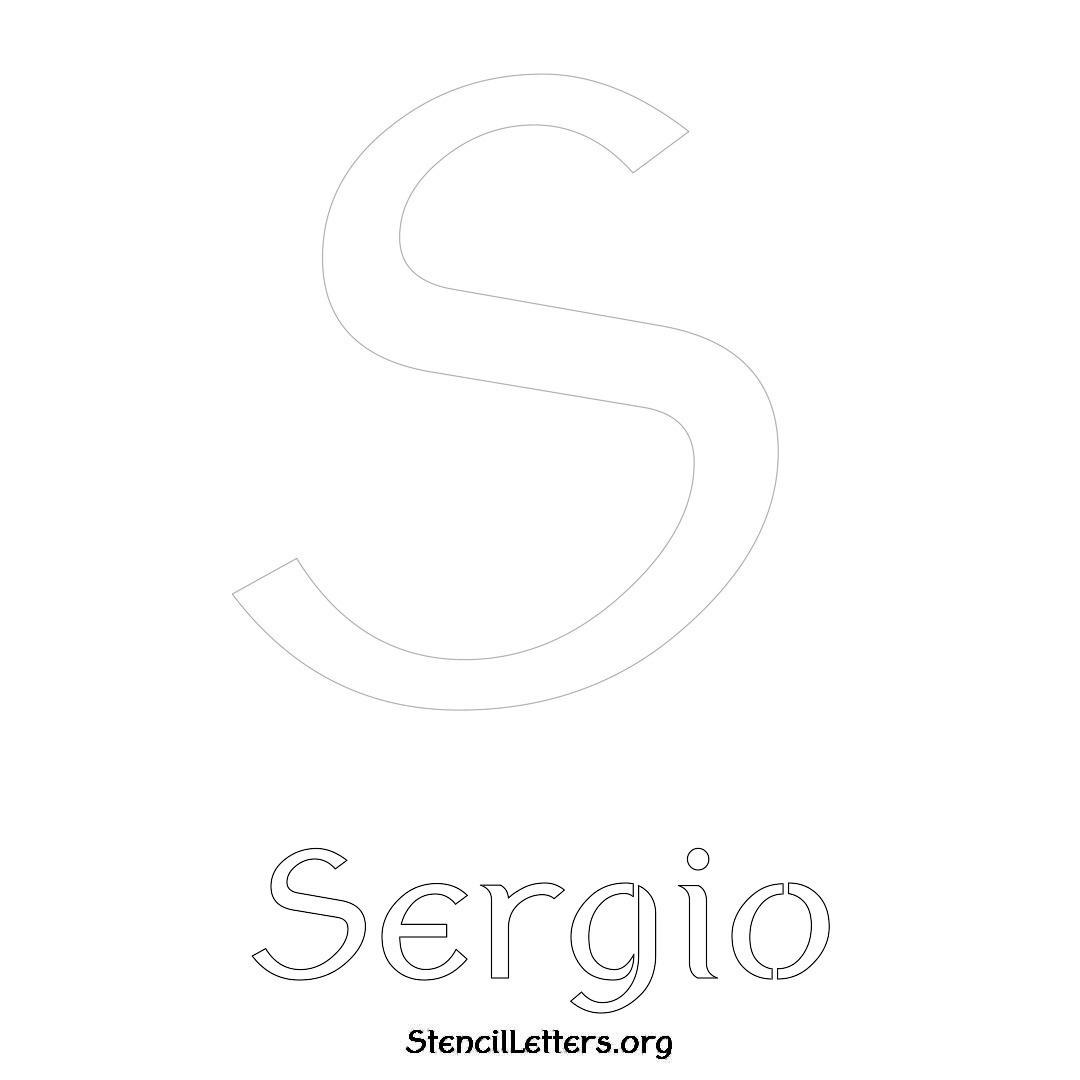 Sergio printable name initial stencil in Ancient Lettering