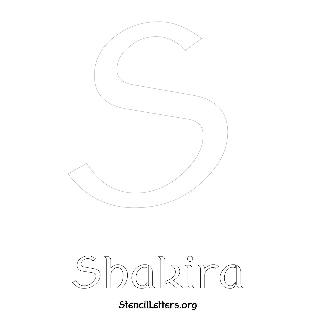 Shakira printable name initial stencil in Ancient Lettering