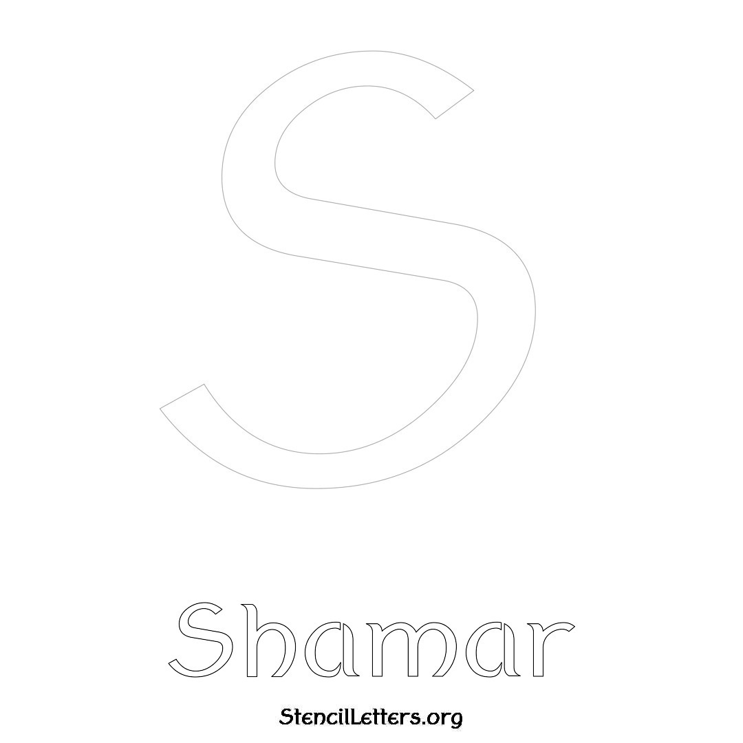 Shamar printable name initial stencil in Ancient Lettering
