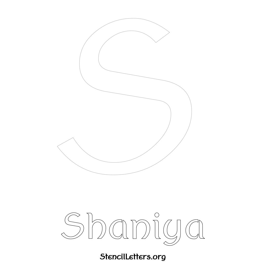 Shaniya printable name initial stencil in Ancient Lettering