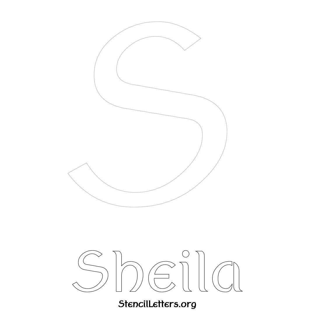 Sheila printable name initial stencil in Ancient Lettering