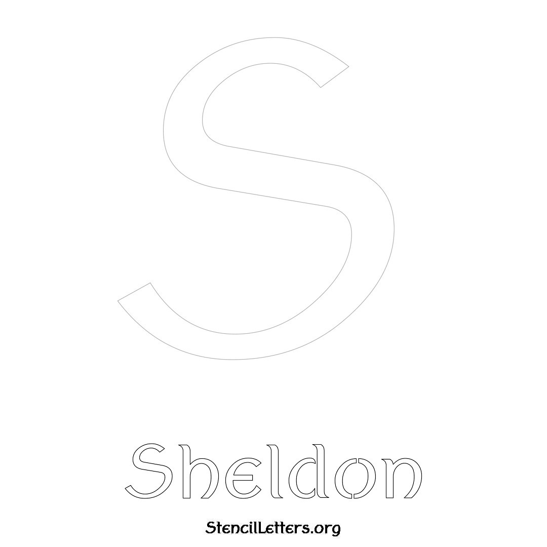 Sheldon printable name initial stencil in Ancient Lettering