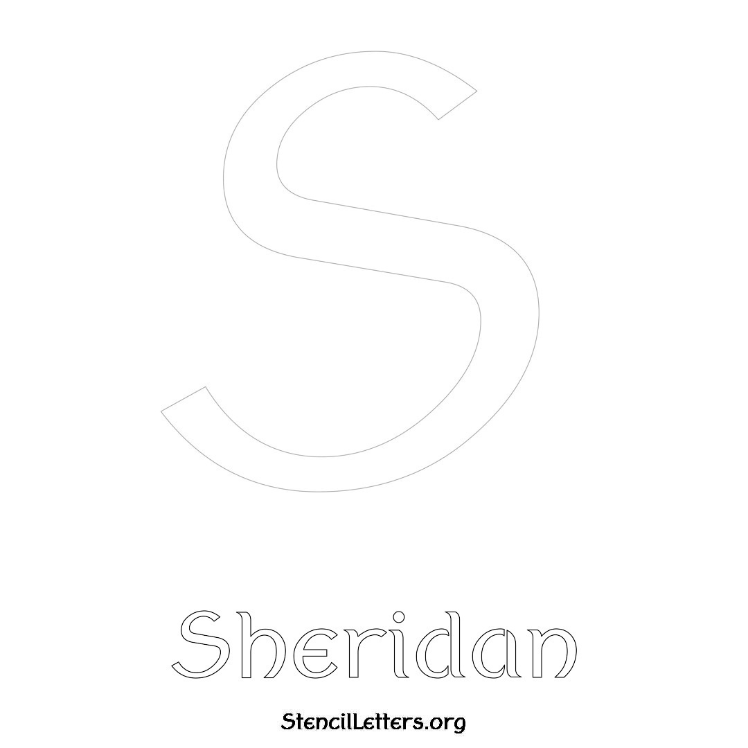 Sheridan printable name initial stencil in Ancient Lettering