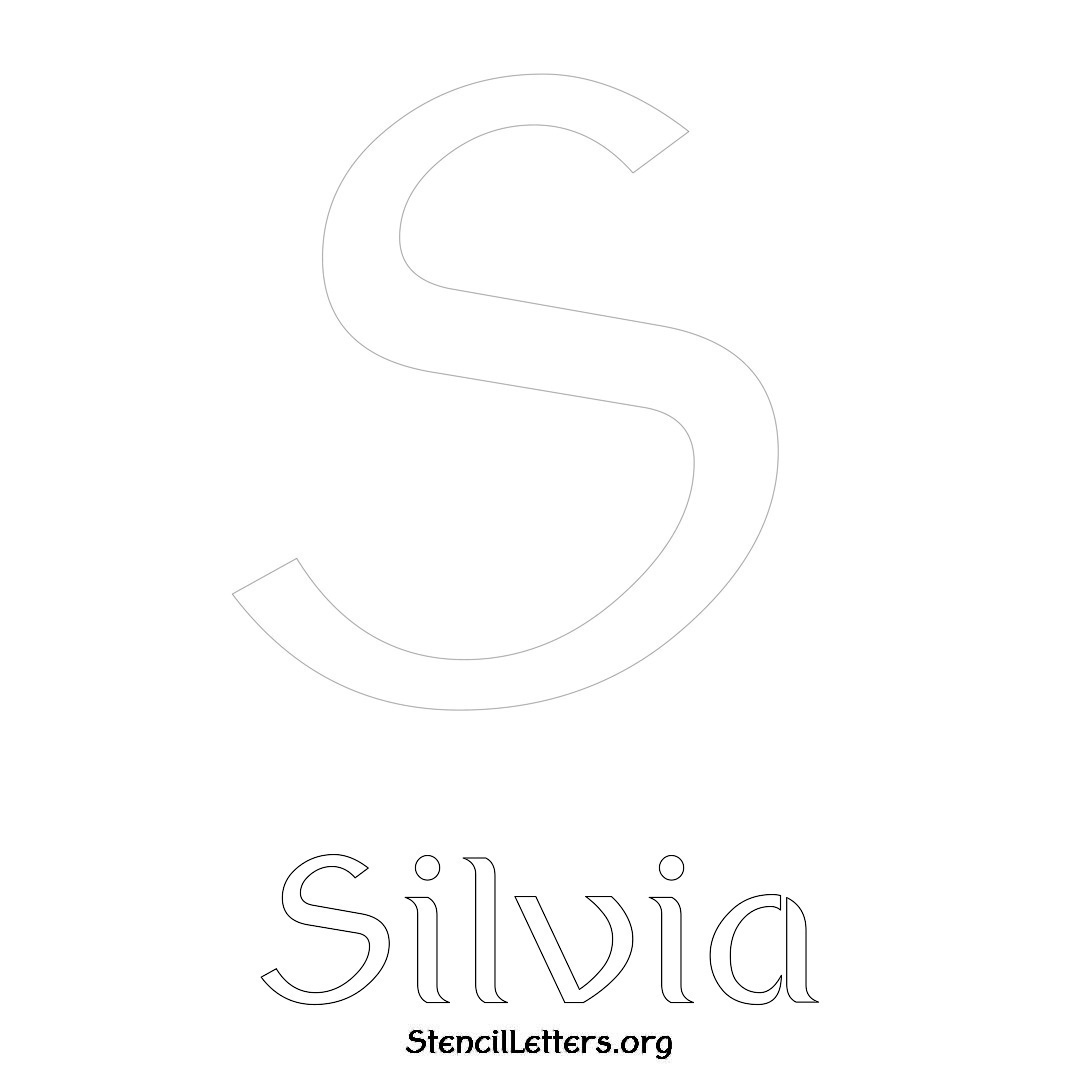 Silvia printable name initial stencil in Ancient Lettering