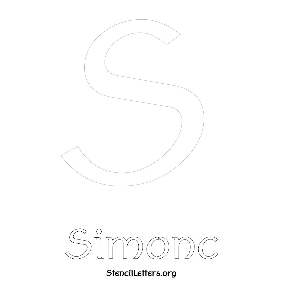 Simone printable name initial stencil in Ancient Lettering