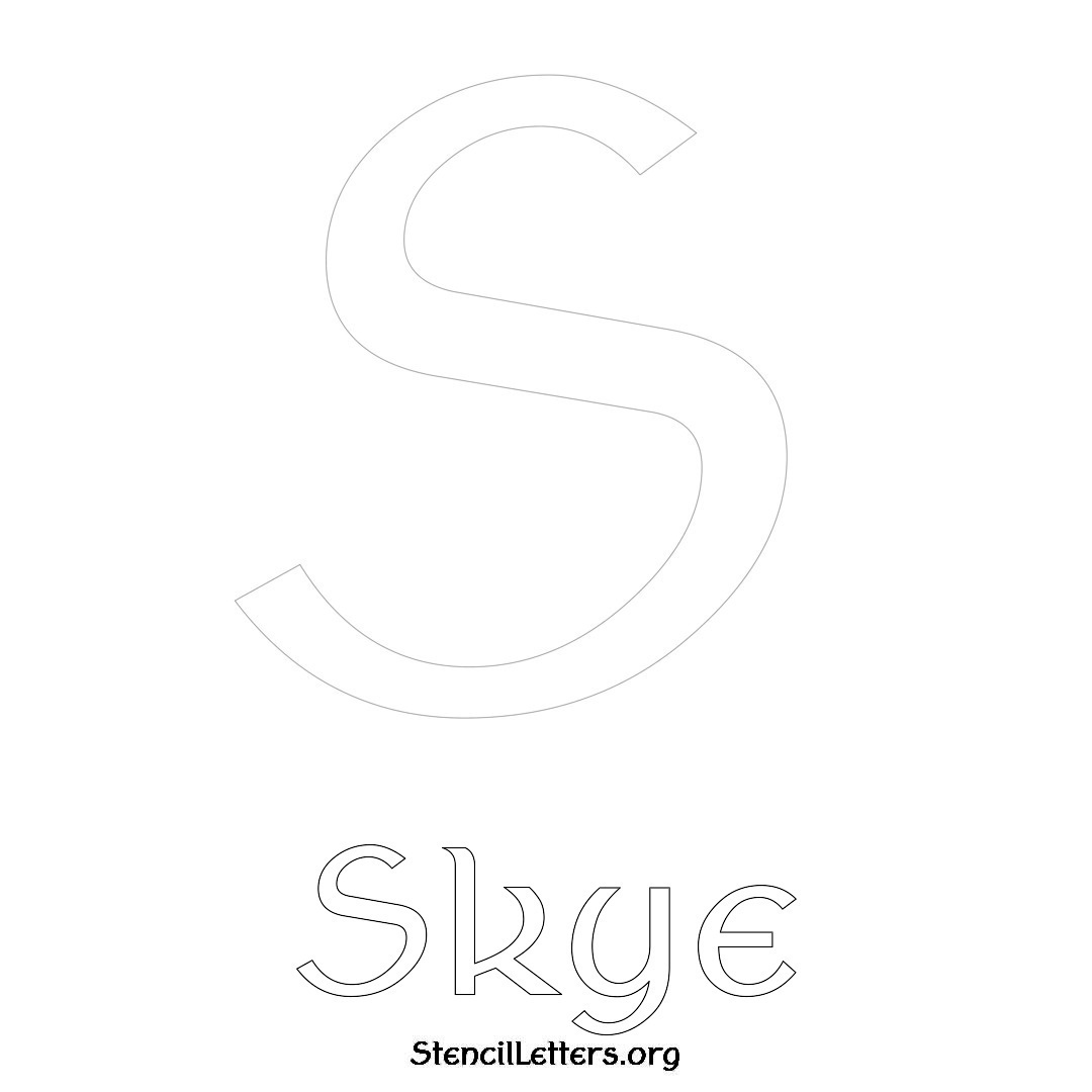 Skye printable name initial stencil in Ancient Lettering