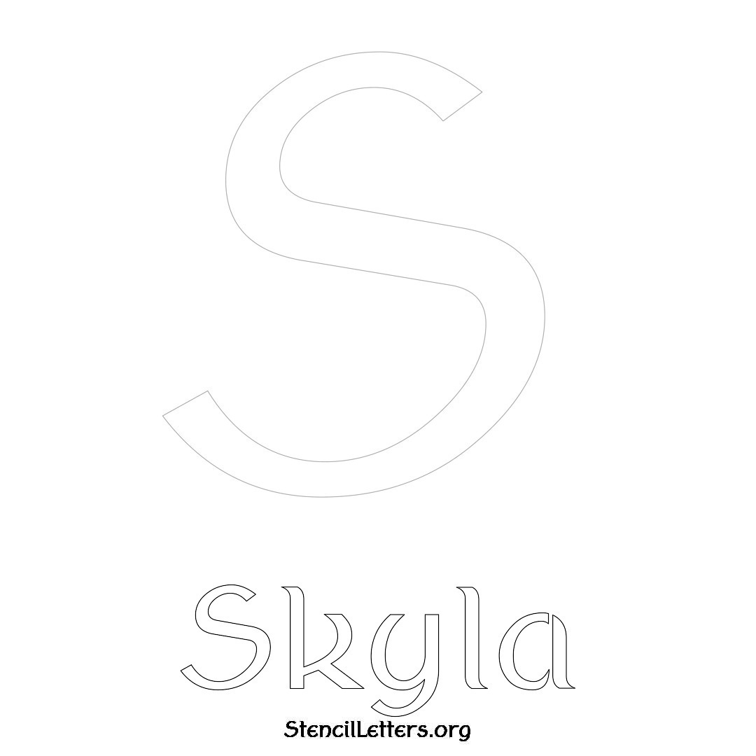 Skyla printable name initial stencil in Ancient Lettering
