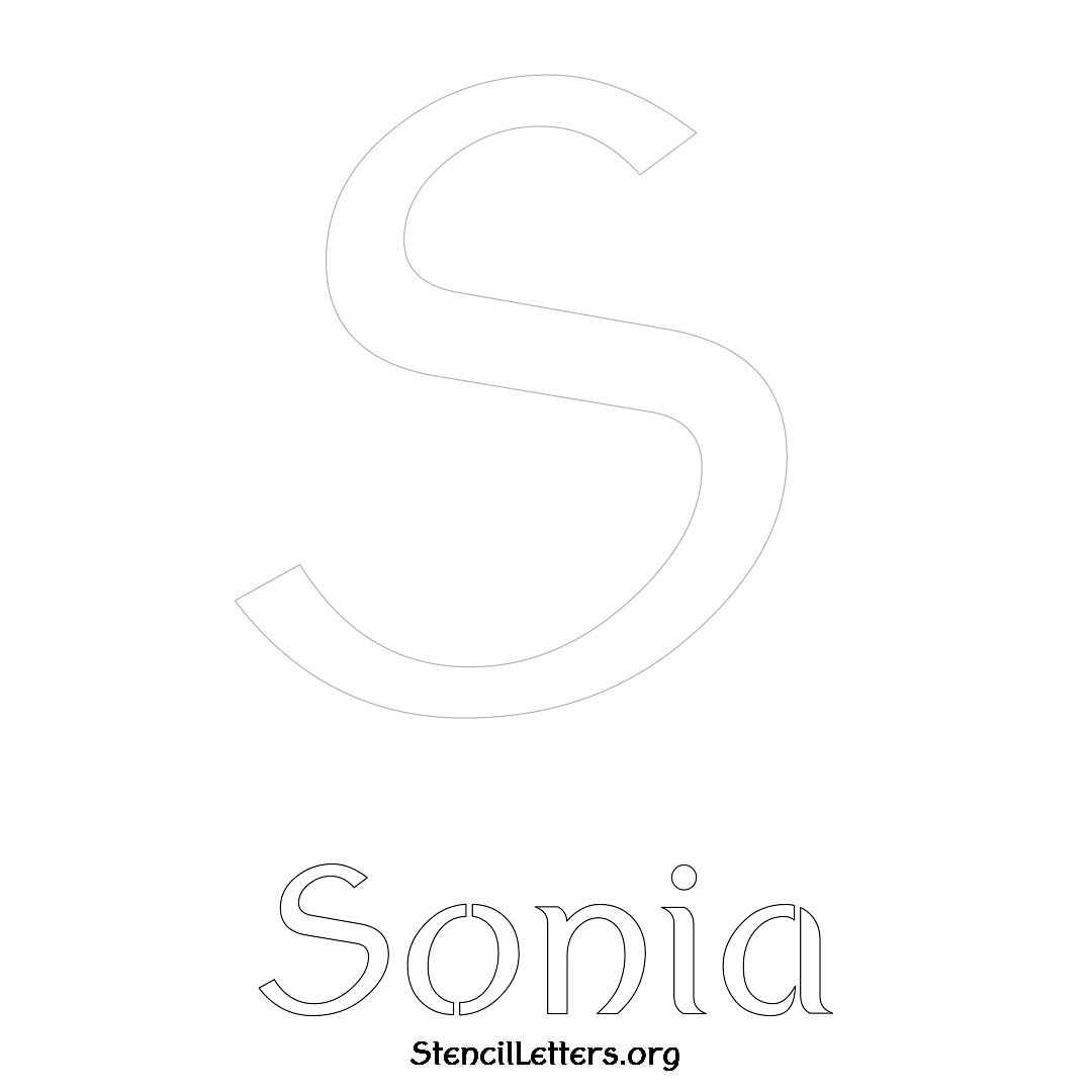 Sonia printable name initial stencil in Ancient Lettering