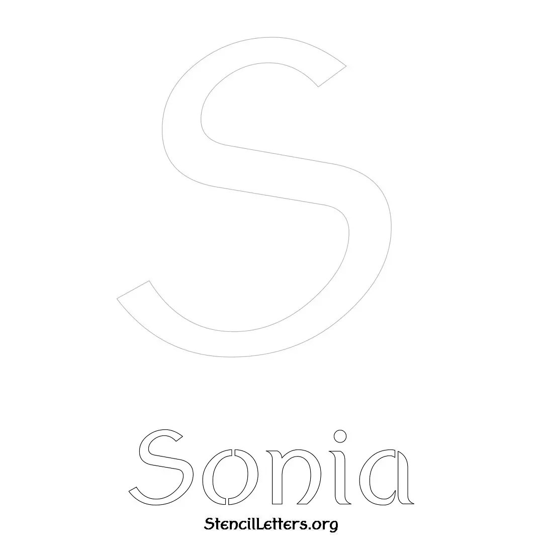 Sonia Free Printable Name Stencils with 6 Unique Typography Styles and Lettering Bridges