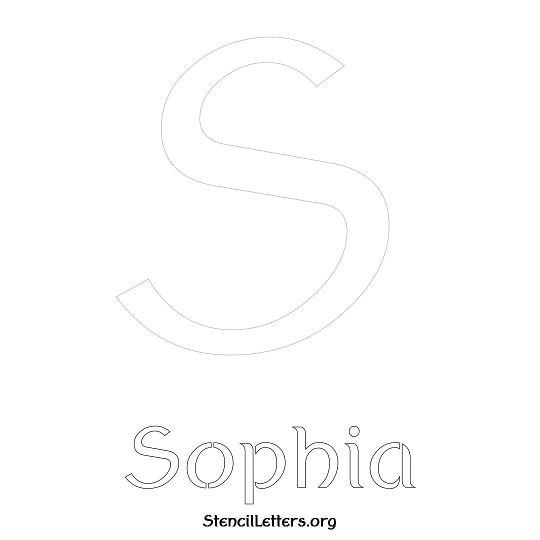 Sophia printable name initial stencil in Ancient Lettering