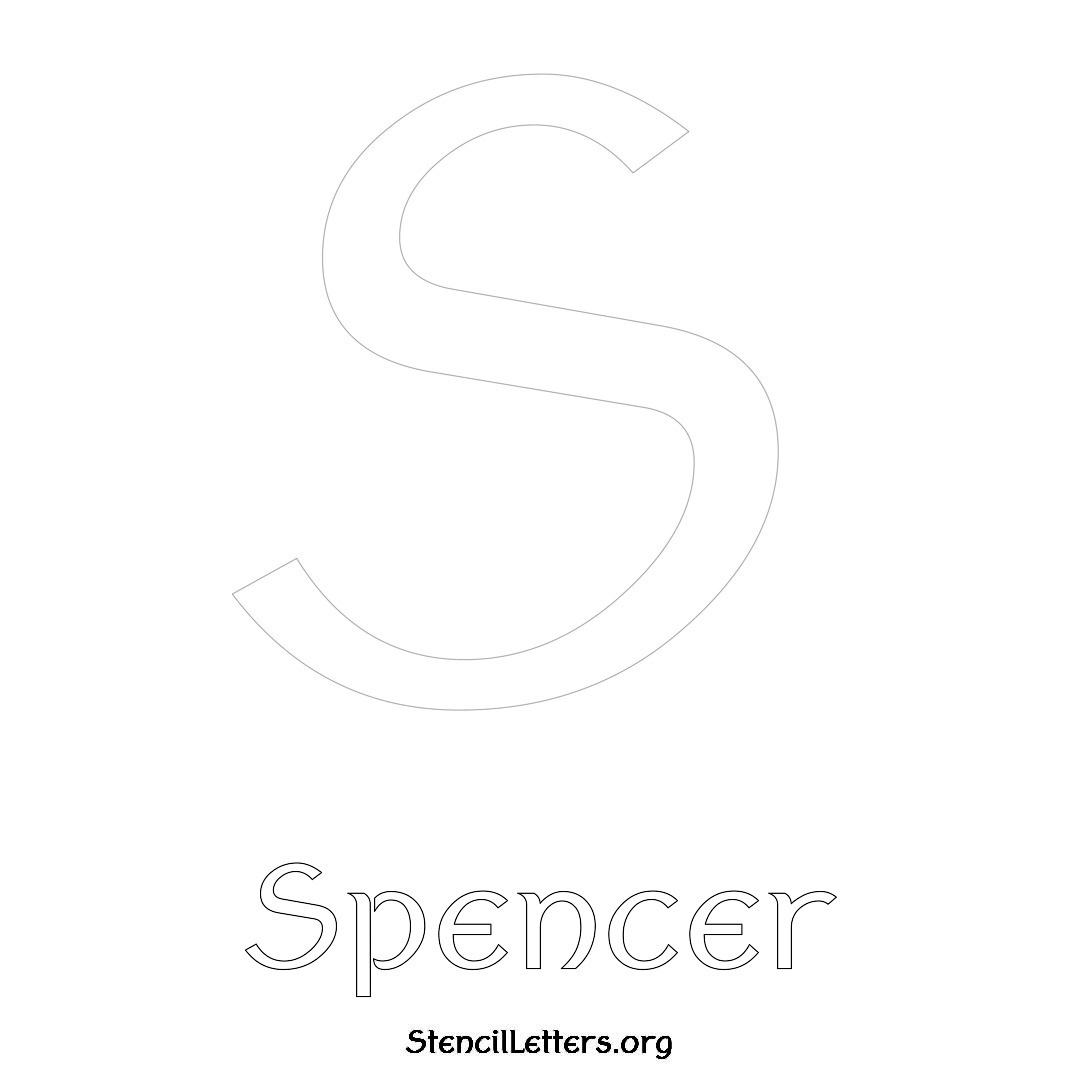 Spencer printable name initial stencil in Ancient Lettering