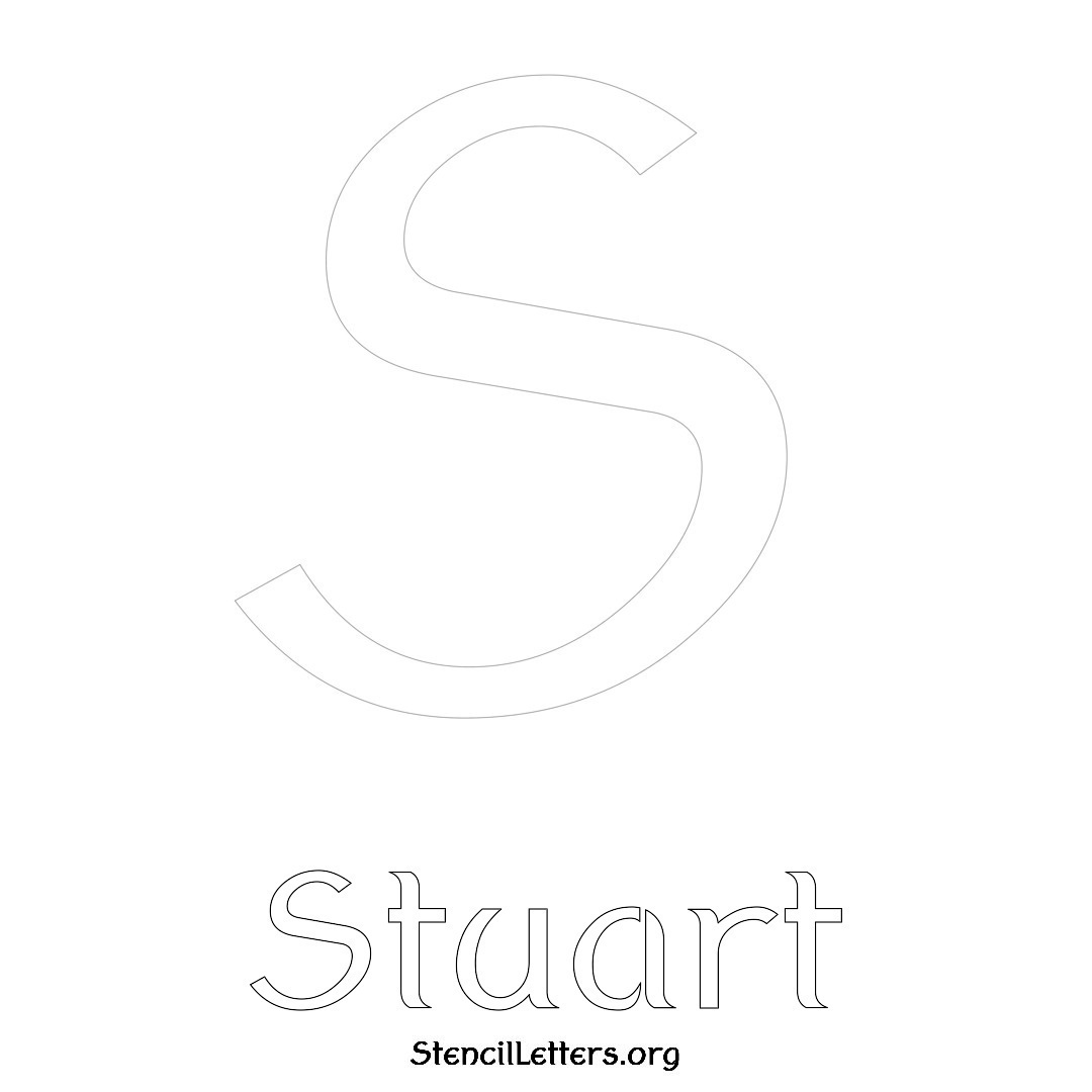 Stuart printable name initial stencil in Ancient Lettering