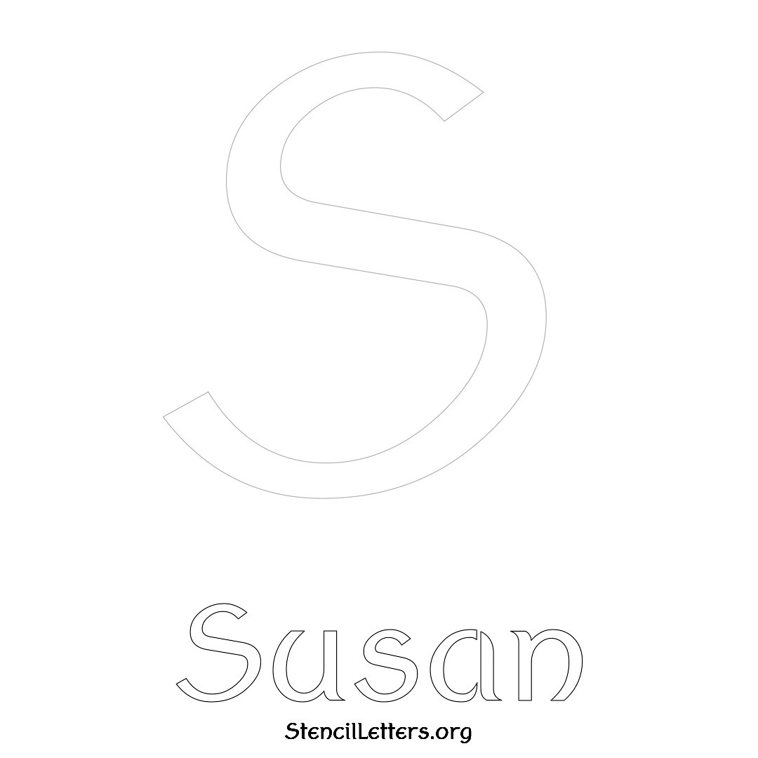 Susan printable name initial stencil in Ancient Lettering