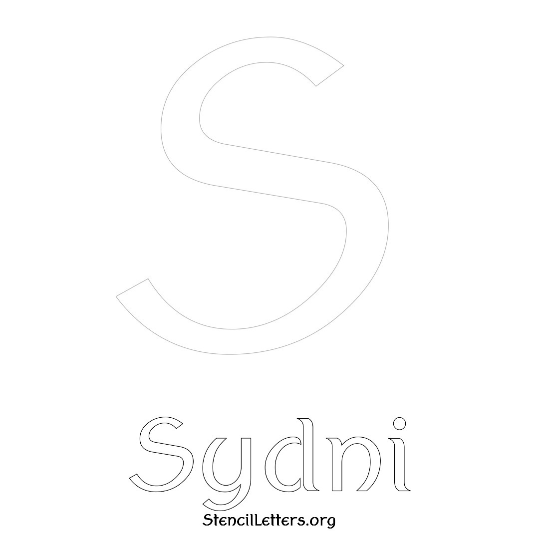 Sydni printable name initial stencil in Ancient Lettering