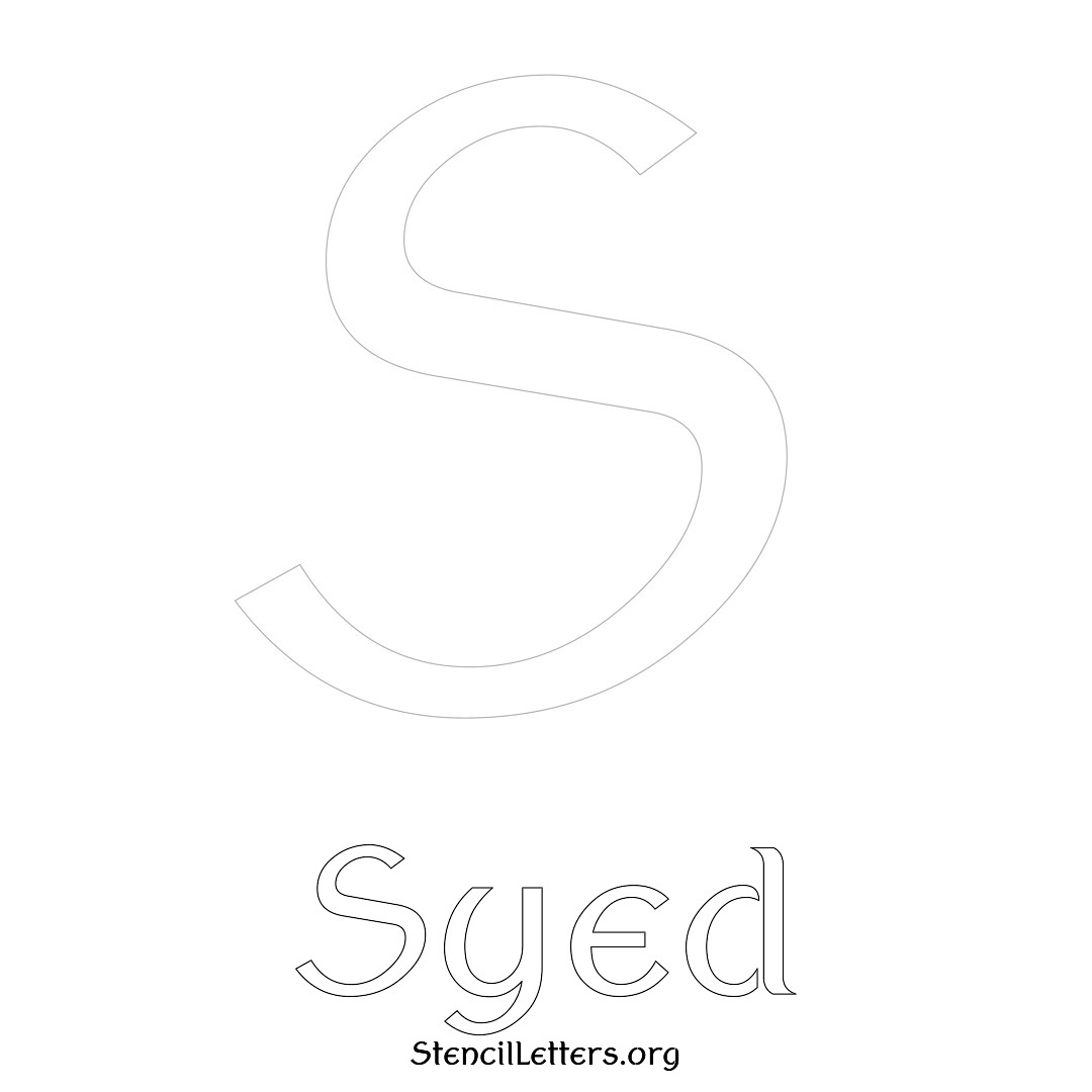 Syed printable name initial stencil in Ancient Lettering