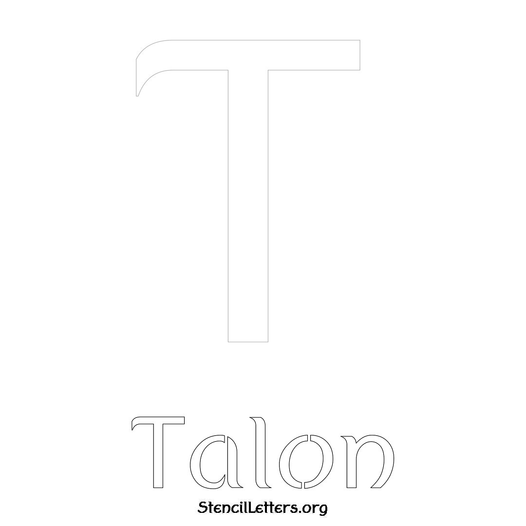 Talon printable name initial stencil in Ancient Lettering