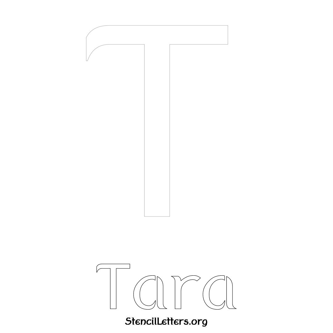 Tara printable name initial stencil in Ancient Lettering