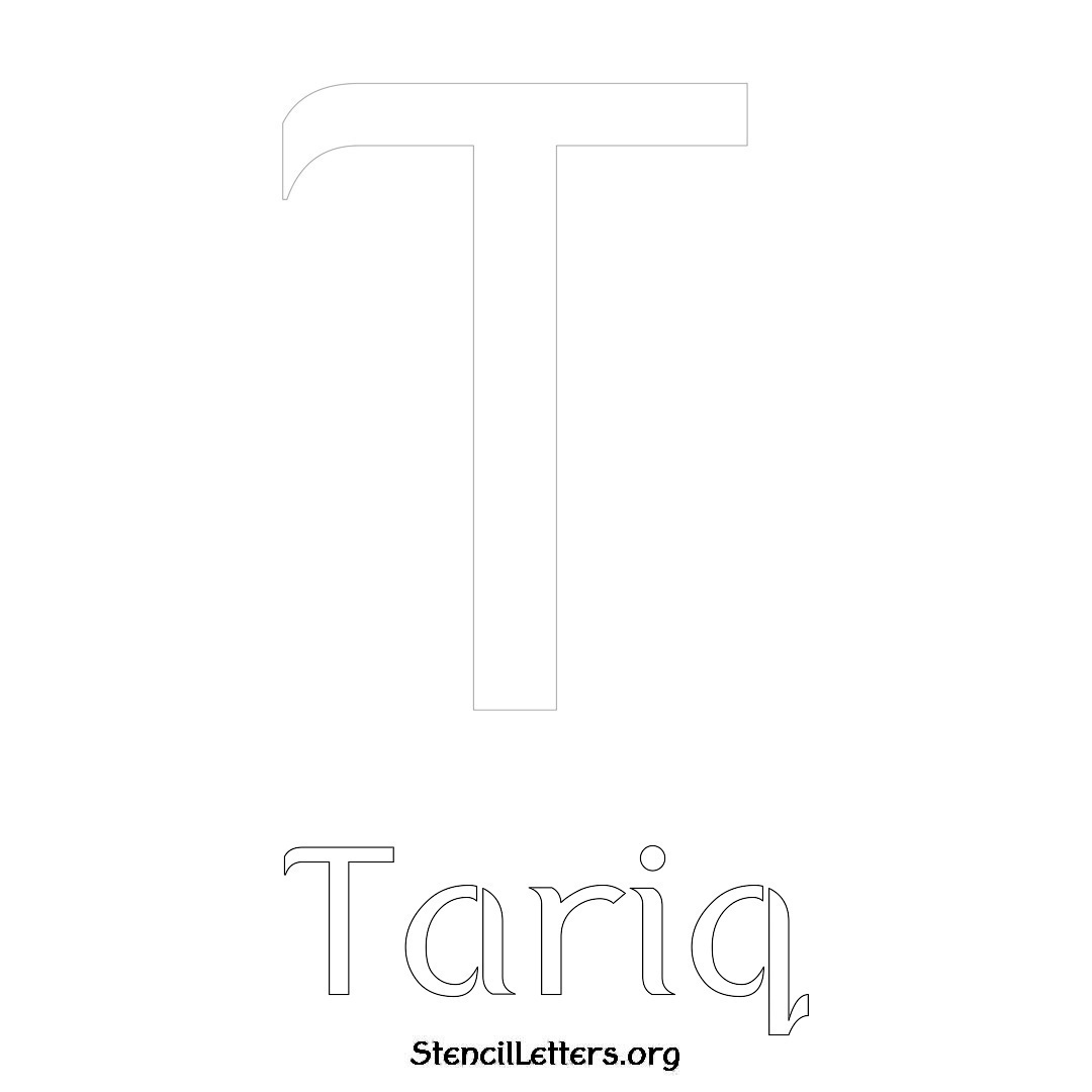 Tariq printable name initial stencil in Ancient Lettering